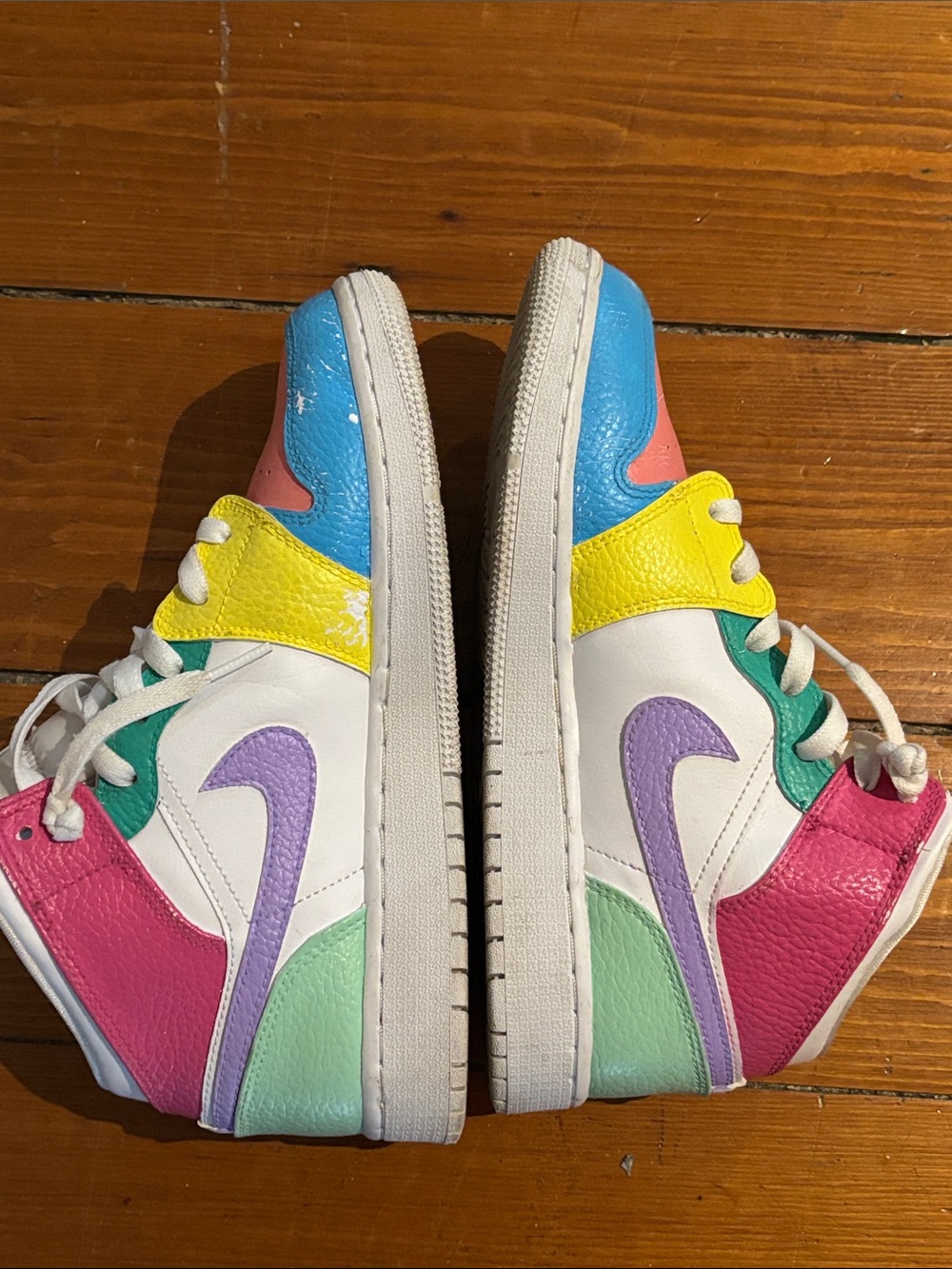 Nike Kids Multicolor Mid-Top Sneakers - White, Pink, Blue, Yellow, Green - Picture 8 of 11